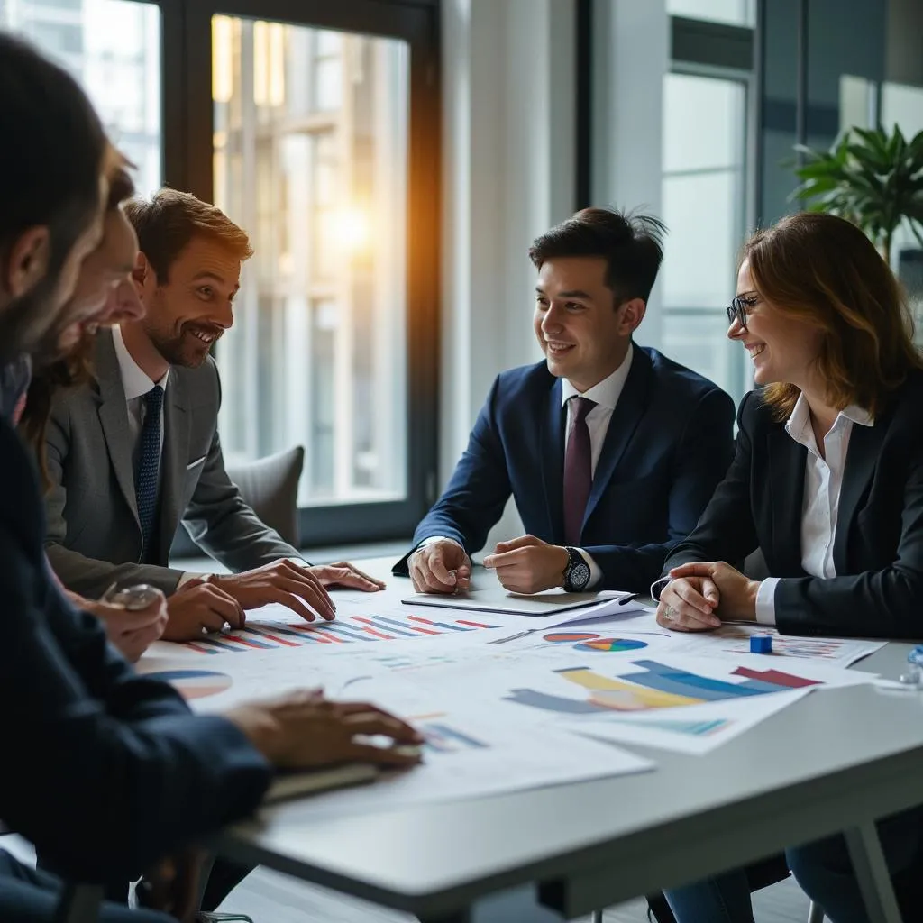 Equipo de consultoría planificando el futuro